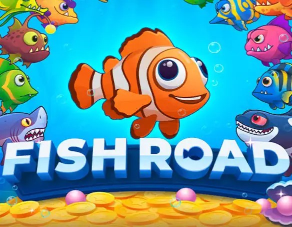 Fish Road slot logo by InOut at Shotz Casino